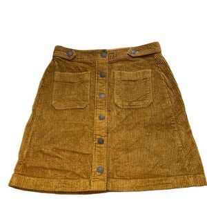Madewell Corduroy A-Line Mini Skirt Patch Pocket  Mustard Brown Size 0